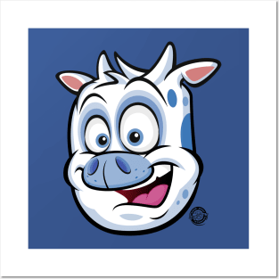 Blue Cow Moo too Posters and Art